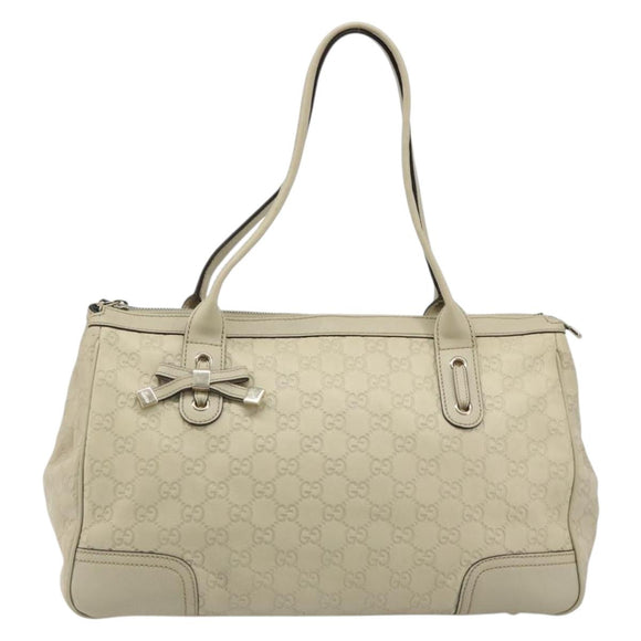 GUCCI GG Canvas Guccissima Princess Bag Leather Ivory Gold 177052 Auth 186378V