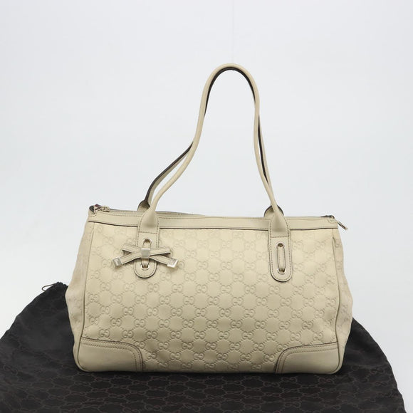 GUCCI GG Canvas Guccissima Princess Bag Leather Ivory Gold 177052 Auth 186378V