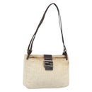 FENDI Zucca Canvas Mamma Baguette Shoulder Bag Beige Silver Auth 186380-1