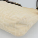 FENDI Zucca Canvas Mamma Baguette Shoulder Bag Beige Silver Auth 186380-14