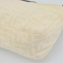 FENDI Zucca Canvas Mamma Baguette Shoulder Bag Beige Silver Auth 186380-16