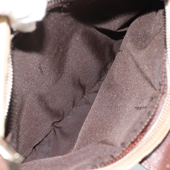 FENDI Zucca Canvas Mamma Baguette Shoulder Bag Beige Silver Auth 186380