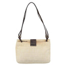 FENDI Zucca Canvas Mamma Baguette Shoulder Bag Beige Silver Auth 186380-2
