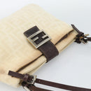 FENDI Zucca Canvas Mamma Baguette Shoulder Bag Beige Silver Auth 186380-6
