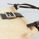 FENDI Zucca Canvas Mamma Baguette Shoulder Bag Beige Silver Auth 186380-9