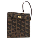 FENDI Zucca Canvas Hand Bag Black Brown Auth 186381V-1