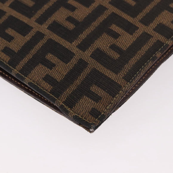 FENDI Zucca Canvas Hand Bag Black Brown Auth 186381V