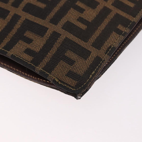 FENDI Zucca Canvas Hand Bag Black Brown Auth 186381V