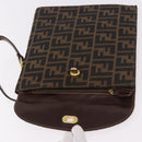 FENDI Zucca Canvas Hand Bag Black Brown Auth 186381V-9