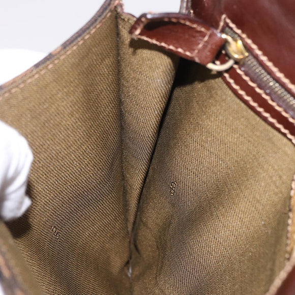 FENDI Zucca Canvas Hand Bag Black Brown Auth 186381V