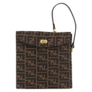 FENDI Zucca Canvas Hand Bag Black Brown Auth 186381V-13