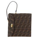FENDI Zucca Canvas Hand Bag Black Brown Auth 186381V-2