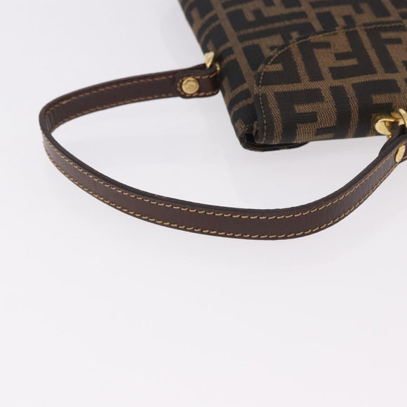 FENDI Zucca Canvas Hand Bag Black Brown Auth 186381V
