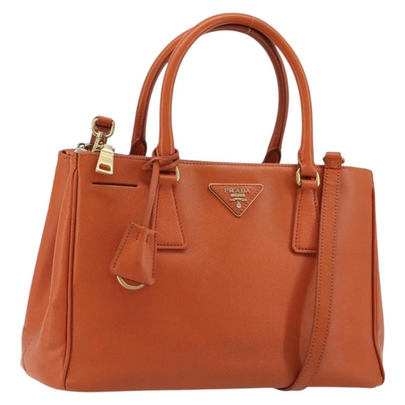 PRADA Galleria Hand Bag Safiano leather 2way Orange Auth 186384V