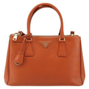 PRADA Galleria Hand Bag Safiano leather 2way Orange Auth 186384V-13
