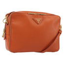 PRADA Shoulder Bag Saffiano leather Orange Gold Auth 186385V-1