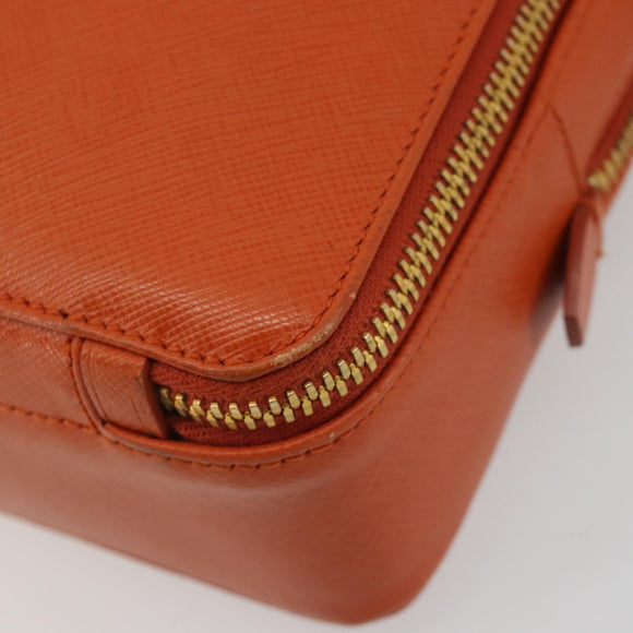 PRADA Shoulder Bag Saffiano leather Orange Gold Auth 186385V