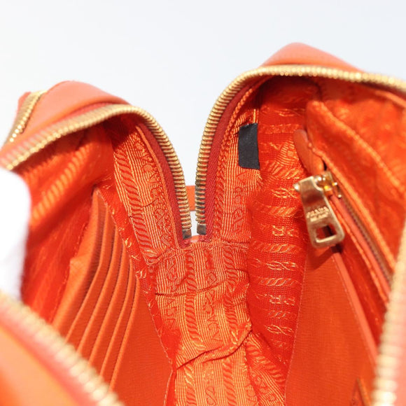PRADA Shoulder Bag Saffiano leather Orange Gold Auth 186385V