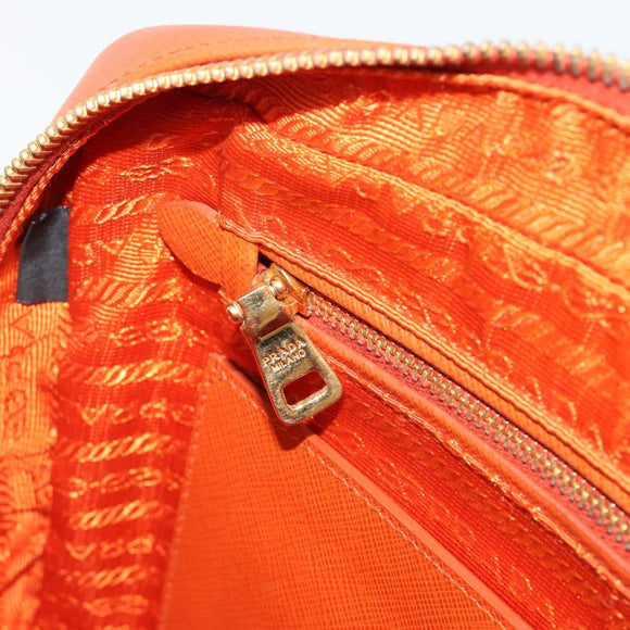 PRADA Shoulder Bag Saffiano leather Orange Gold Auth 186385V