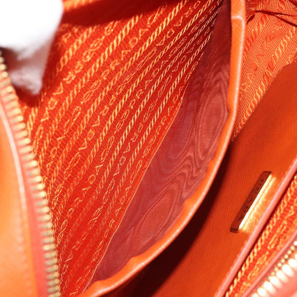 PRADA Shoulder Bag Saffiano leather Orange Gold Auth 186385V