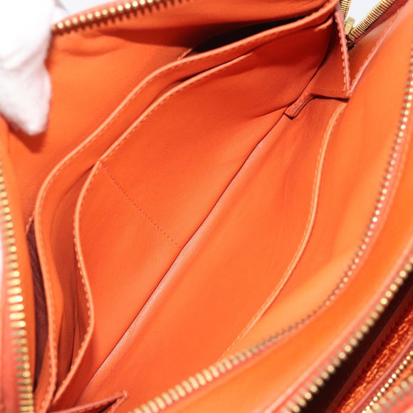 PRADA Shoulder Bag Saffiano leather Orange Gold Auth 186385V