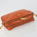 PRADA Shoulder Bag Saffiano leather Orange Gold Auth 186385V-6