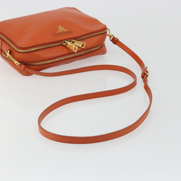 PRADA Shoulder Bag Saffiano leather Orange Gold Auth 186385V