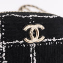 CHANEL Matelasse Chain Shoulder Bag Tweed Black Gold CC Auth 186402M-18