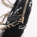CHANEL Matelasse Chain Shoulder Bag Tweed Black Gold CC Auth 186402M-9