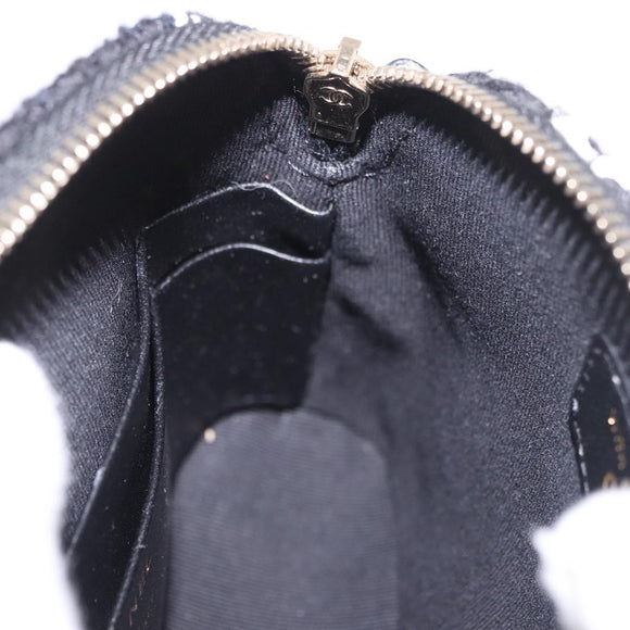 CHANEL Matelasse Chain Shoulder Bag Tweed Black Gold CC Auth 186402M
