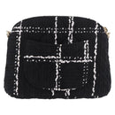CHANEL Matelasse Chain Shoulder Bag Tweed Black Gold CC Auth 186402M-2