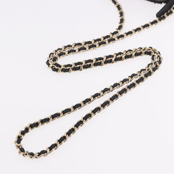 CHANEL Matelasse Chain Shoulder Bag Tweed Black Gold CC Auth 186402M