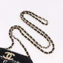 CHANEL Matelasse Chain Shoulder Bag Tweed Black Gold CC Auth 186402M-8