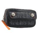 Christian Dior Trotter Canvas Flight Pouch Black Silver Auth 186406-1