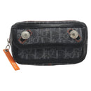 Christian Dior Trotter Canvas Flight Pouch Black Silver Auth 186406-13