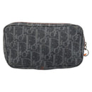 Christian Dior Trotter Canvas Flight Pouch Black Silver Auth 186406-2