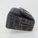 Christian Dior Trotter Canvas Flight Pouch Black Silver Auth 186406-3
