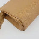 CHANEL COCO Mark Cosmetic Pouch Caviar Skin Beige Gold CC Auth 186407-16
