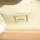 CHANEL COCO Mark Cosmetic Pouch Caviar Skin Beige Gold CC Auth 186407-12