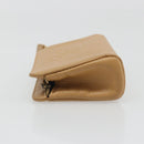 CHANEL COCO Mark Cosmetic Pouch Caviar Skin Beige Gold CC Auth 186407-4