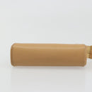 CHANEL COCO Mark Cosmetic Pouch Caviar Skin Beige Gold CC Auth 186407-6