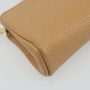 CHANEL COCO Mark Cosmetic Pouch Caviar Skin Beige Gold CC Auth 186407-14