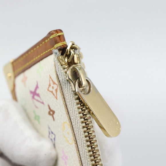 LOUIS VUITTON Monogram Multicolor Pochette Cles Purse White M92655 Auth 186408