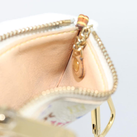 LOUIS VUITTON Monogram Multicolor Pochette Cles Purse White M92655 Auth 186408