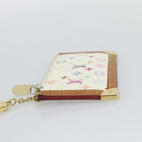 LOUIS VUITTON Monogram Multicolor Pochette Cles Purse White M92655 Auth 186408