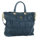 PRADA Gathered Hand Bag Nylon 2way Green Gold Auth 186425V-1