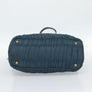 PRADA Gathered Hand Bag Nylon 2way Green Gold Auth 186425V-5