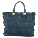 PRADA Gathered Hand Bag Nylon 2way Green Gold Auth 186425V-13