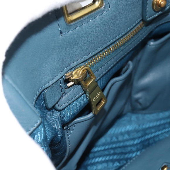 PRADA Gathered Hand Bag Nylon 2way Green Gold Auth 186425V