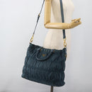 PRADA Gathered Hand Bag Nylon 2way Green Gold Auth 186425V-26